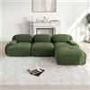 Ligterra Divano modulare a 3 posti in corduroy, divano ad angolo, divano Boneless con 1 pouf, divano compresso, senza montaggio e base antiscivolo, combinabile liberamente, 298×178×75cm (Verde)