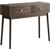 HAINEW Scrivania da toeletta con 2 cassetti, consolle per computer, ufficio, trucco, per camera da letto e spogliatoio, 100 x 35 x 80 cm, colore noce