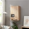 [en.casa] Mobile da Parete a 2 Ante Armadio Pensile a Muro con 8 Scomparti Vani Portaoggetti Ripiani Anta con Finestrella per Bagno Cucina Studio Ingresso 98x60x35 cm - Effetto Rovere