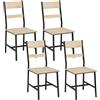 Klihome Set di 4 Sedie da Pranzo con Schienale, Struttura Metallo e Legno