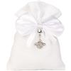 Generic Lotto di 12 Sacchetti portaconfetti in Cotone Vari Colori 10x12 cm BOMBONIERA Porta Confetti (Avorio Pianeta Silver)