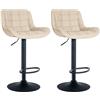 CLP Set di 2 sgabelli da bar Tover I Sgabelli da banco regolabili in altezza I Sedie girevoli a 360° con schienale per bancone e bar, Colore:crema, Materiale:Ecopelle