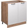 Vicco Mobiletto base cucina Fame-Line, Bianco rustico, 80 cm con ripiano, senza piano di lavoro, per la combinazione con altri moduli della serie Fame-Line