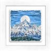 Lupia - Quadro Moderno con paesaggi e localismi Italiani, Ceramica e Stampa Rilievo, Cornice Legno Shabby Modern Bianca, Decorazione Parete, Quadretti Soggiorno, 29x29 cm, Torino Tramonto Blu