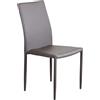 milani home - sedia da pranzo in ecopelle, marrone, struttura in acciaio, 41 x 50 x 91 cm