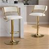 chairus Set di 2 Sgabelli da Bar in Velluto Sgabello Cucina Moderni Sgabelli Regolabili con Gambe in Metallo Dorato Sedie Alte e Girevole per Cucina/Bancone/Bar, Beige