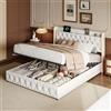 BHFFTHK Letto matrimoniale imbottito 160 x 200 cm con testiera a LED e USB-C, letto contenitore idraulico con rete a doghe, telaio letto a LED 160 x 200 cm, letto per ragazzi con rivestimento in