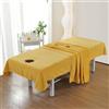 Morbuy Lenzuolo per Lettino da Massaggio Spa con Foro per Viso, in Microfibra Morbido Riutilizzabile Lavabili Copertura Protettiva per Lettino da Massaggio di Bellezza (Lino 210x120cm,3# Giallo)