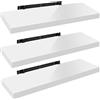 WOLTU Mensola da Muro, Set di 3, Scaffale Sospeso da Parete Libreria Piccola per Soggiorno Cameretta Porta CD DVD, Pannello MDF 90x22,9x3,8cm, Bianco, RG9481ws-3