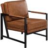 Yaheetech Poltrona Salotto Soggiorno Moderna Imbottita in Ecopelle Legno e Metallo Camera da Letto Ufficio Portata 136 kg Marrone Chiaro