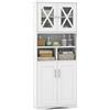 LIFEZEAL Mobile Bagno, in Legno, Mobiletto Bagno Salvaspazio, 60x30x145 cm, Credenza Cucina, con 4 Ante e Ripiani Regolabili, Armadietto Alto per Soggiorno, Armadio Multiuso Dispensa (bianco)