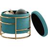 HOMCOM Pouf Contenitore Rotondo in Velluto, Poggiapiedi con Vano da 24L e Coperchio Rimovibile, per Camera da Letto e Salotto, Ø42x39 cm, Verde