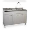 Yellowshop - Mobile cucina sottolavello a 3 ante cm 120 effetto legno frassino moire componibile con lavello inox e scolapiatti Basic (Sottolavello con lavello piano Sx)