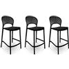 SAMIRA Sgabello cucina in plastica, sgabello alto - Sunny (3pz, Nero)