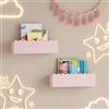 [en.casa] Set di 2 Mensole da Muro per Bambini con Bordo Rialzato Ripiani Portaoggetti Sospesi a Parete per Cameretta Libri Giocattoli Decorazioni 40 x 10 x 10 cm - Rosa