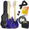 3rd Avenue Kit chitarra elettrica misura 1/4 per principianti - amplificatore portatile 5W, cavo, custodia, plettri e tracolla - Galassia Viola