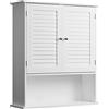 BAKAJI Pensile doppio Mobile Mobiletto Armadio Armadietto Bagno Parete Muro Doppia Anta Due Ripiani Design Moderno Salvaspazio Scaffali Interni Legno Bianco 60x20x70 cm