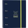Safta MUNICH NORTH - Cartellina 4 anelli da 35 cm con 100 fogli A4, ideale per bambini di diverse età, comoda e versatile, qualità e resistenza, 27 x 3,5 x 32 cm, Blu navy, M, Casual