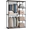 SONGMICS Armadio Portatile, Guardaroba Autoporante, Portabiti con Ripiani, 2 Binnari Appendiabiti, Organizzatore, per Guardaroba, Camera da Letto, 124 x 43 x 182 cm, Talpa RYG026R02