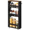 VASAGLE Carrello Stretto a 4 Ripiani, Carrellino da Cucina con Rotelle Maniglia, per Spazio Ridotto, 15 x 43,2 x 86,5 cm, Bagno, Lavanderia, Nero Ebano e Marrone Vintage LRC050K02