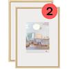 walther designPortafoto oro 40 x 60 cm con vetro artistico confezione doppia, cornice in plastica New Lifestyle KVX460GD