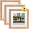 walther design Fiorito EF330E3, Cornice in Legno con Passepartout, Confezione da 3 Pezzi, 30 x 30 cm, Rovere Chiaro