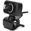 SIXRUN USB Web Camera, Webcam HD con Rotazione a 360° con Luci LED e Microfono Integrato per Videochiamate, Conferenze, Skype, MSN, Yahoo Messenger