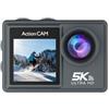 Fockety Fotocamera Subacquea WiFi 5K 30FPS 50MP, Fotocamera Digitale Doppio Schermo Resistente All'acqua con LCD Anteriore e Schermi Posteriori Touch, Batteria da 1050 MAh