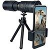 MissYin Telescopio - 4K 10-300X40Mm - Telescopio monoculare con super teleobiettivo zoom, Telescopio portatile con prisma tascabile per telefono impermeabile, Telescopio ad alta definizione con clip per tel