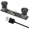 MMlove Telecamera stereo USB 1080P 60FPS sincrona Dual Lens Modulo fotocamera 4MP Webcam 3D Angolo di visione 115 ° Lightburn Webcam Plug & Play per VR Riconoscimento Viso Streaming,