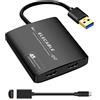 ELECABLE Adattatore da USB 3.0 a doppio HDMI, 4 K a 60 Hz Ultra HD, chip DisplayLink DL6950 integrato, per estendere lo schermo a più monitor, compatibile con Windows, Mac OS, Android, Chrome OS
