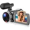 YUEHISY Videocamera per Videocamera da 4K, Registratore Portatile da 48 MP con Microfono Esterno, Schermata Rotante da 3,0 , Luce di Riempimento TIR da 3 W, Apertura F2.0, Zoom 16x