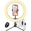 KJsdaADSA Anello luminoso a LED da 10 pollici con supporto per treppiede e supporto per telefono, luce ad anello per selfie dimmerabile per telefono Trucco per selfie Video di YouTube