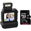 casstaly mini fotocamera CMOS Monoreflexes con flash e docking station a batteria, videoregistratore portatile DV 1080P