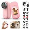 Generic Mini videocamera 4K portatile, con audio, modalità verticale/ampia, per corsa, ciclismo, escursionismo, registrazione di sicurezza domestica e personale (rosa, 64 GB)