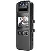 Andoer ndoer - Fotocamera per corpo 4K, con registrazione audio e video, mini webcam, girevole a 180°, visione notturna a infrarossi, allarme con clip posteriore, mini treppiede