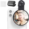 TFixol Specchio per selfie a clip per fotocamera posteriore del telefono Sostituzione universale Android Smartphone Video Vlog Accessori con borsa per il trasporto Panno di pulizia