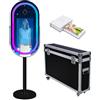 PAAFNN Specchio ellittico per cabina fotografica selfie, con cornice a LED, portatile, touch screen da 21,5, per feste, eventi, matrimoni, con luce RGB (nero, cabina fotografica + mini stampante)