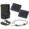 Hila Optics. Batterie ad alta capacità (2 unità) + caricabatterie da viaggio AC/DC compatibile con Nikon CoolPix P90 + Krusell Multidapt tracolla (finitura nera)