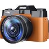DIGNIFE Videocamera, Macro Lens 4K Digital Camera Flip Screen Selfie Camcorder 48MP Vlog Webcam Videoregistratore vintage 16X grandangolare(NO SD Card,With Lens Fliter-03)