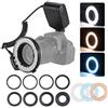 TOPTOO Display LCD a LED Macro Flash ad anello HD-130 3000-15000K Controllo alimentazione GN46 3000 con 3 diffusori flash 8 Anelli adattatori per fotocamere Pentax