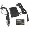 Media Express Caricabatteria Batteria a Ioni di Litio, 3.7V, 1200mAh, Collegabile a Rete Elettrica e per Auto