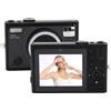 Annadue Videocamera da 5K, Telecamere UHD da 64 MP per Fotografia, Telecamera per Lenti Doppie Anteriori Posteriori con Luce di Riempimento, Schermo da 2,8 Pollici Screen Compatto (BLACK)