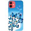 MUTOUREN Cover per iPhone 12 Pro Max Custodia in Silicone TPU Trasparenti Ultra Sottile Antigraffio Antiurto Protettivo Case con Pellicola Proteggi Schermo, Farfalle Blu