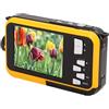 YUEHISY Camera Digitale Subacquea, Fotocamera Full HD 2.7K 48MP a Prova di Acqua con Doppio Schermo con Selfie Posteriore Anteriore, Zoom Digitale 16x, Videocamera per VLOG (YELLOW)
