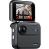 Sxhlseller Action Camera con Flip Screen 1080P HD 48MP Fotocamera Sportiva 143° Grandangolo Anti-Shake Vlogging Camera per Viaggi Ciclismo Selfie Videoregistratore Portatile con Tipo C Ricarica