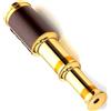 RK NAUTICAL INSTRUMENT Lussuoso telescopio in pelle, finitura in ottone placcato oro, involucro in pelle marrone
