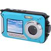 Sxhlseller Fotocamera Subacquea da 2,7K, Action Camera Digitale con Zoom 16X Autofocus con Doppio Schermo, Videocamera Portatile da 48 MP Resistente All'acqua per Snorkeling e Immersioni