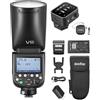 GODOX V1 PRO O Speedlight Flash a testa tonda on-camera Flash automatico E-TTL II Zoom Fresnel wireless 2.4G con X3O Wireless Flash Trigger compatibile con fotocamera OM SYSTEM 100V-240V