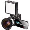 0℃ Outdoor Videocamera 4K 48MP con Zoom Ottico 16x Videocamera Digitale Wifi con Microfono, Luce Video, Obiettivo Grandangolare, Visione Notturna a Infrarossi e Wifi, Fotocamera Perfetta per Eventi Familiari,B